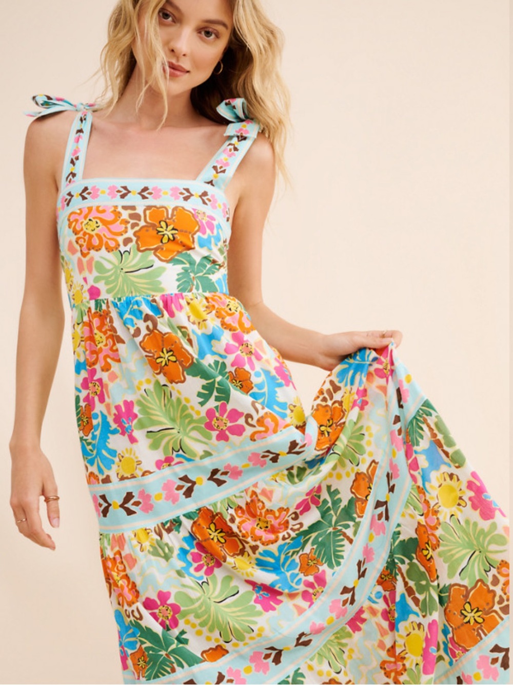 Beach Riot Charlotte Beach Tie-Shoulder Maxi Dress Large $178 100% Cotton Vacay - Picture 2 of 8